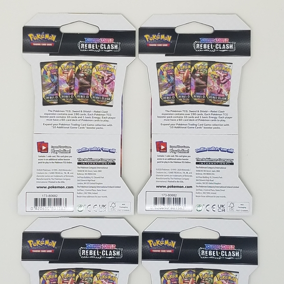 Pokemon TCG 4 Booster Pack Bundle Sword & Shield Rebel Clash Factory Sealed - Picture 8 of 8